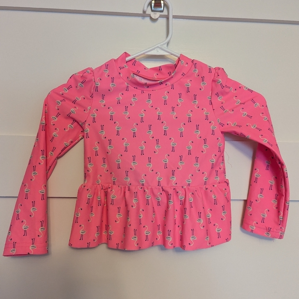 Toddler Carter's pink flamingo long sleeve swim shirt size 4T.